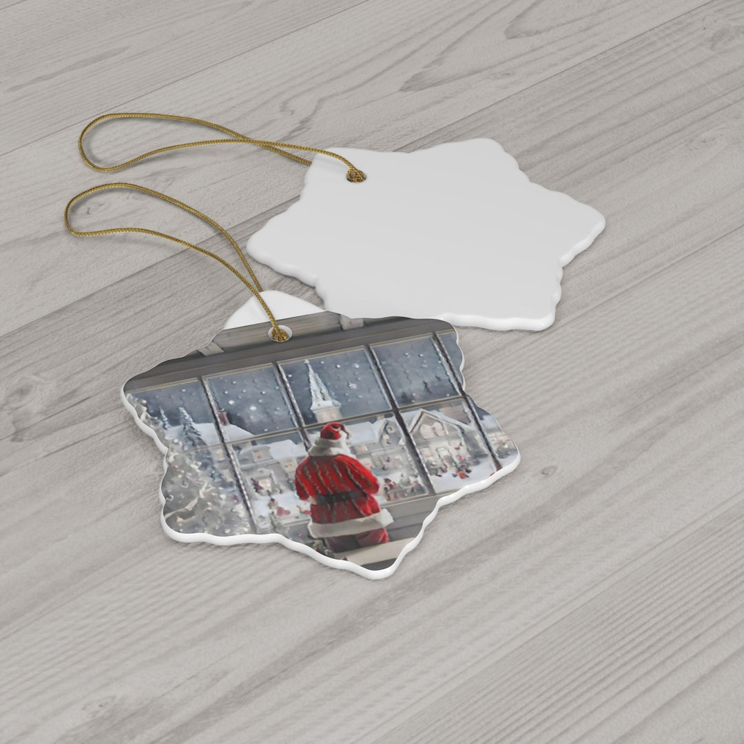 Santa Knows Ceramic Ornament, 4 Shapes