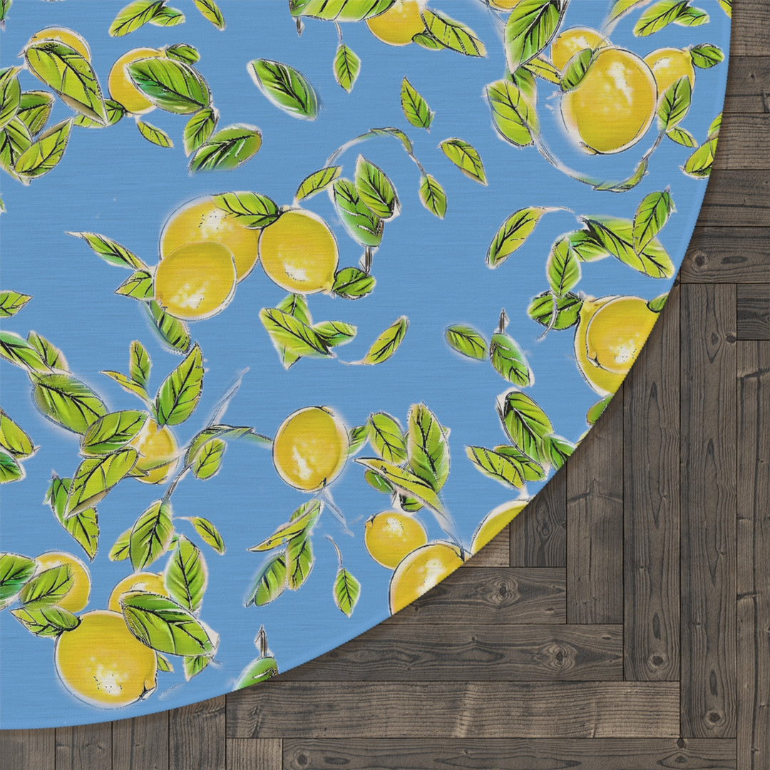 Lemon on blue Round Rug