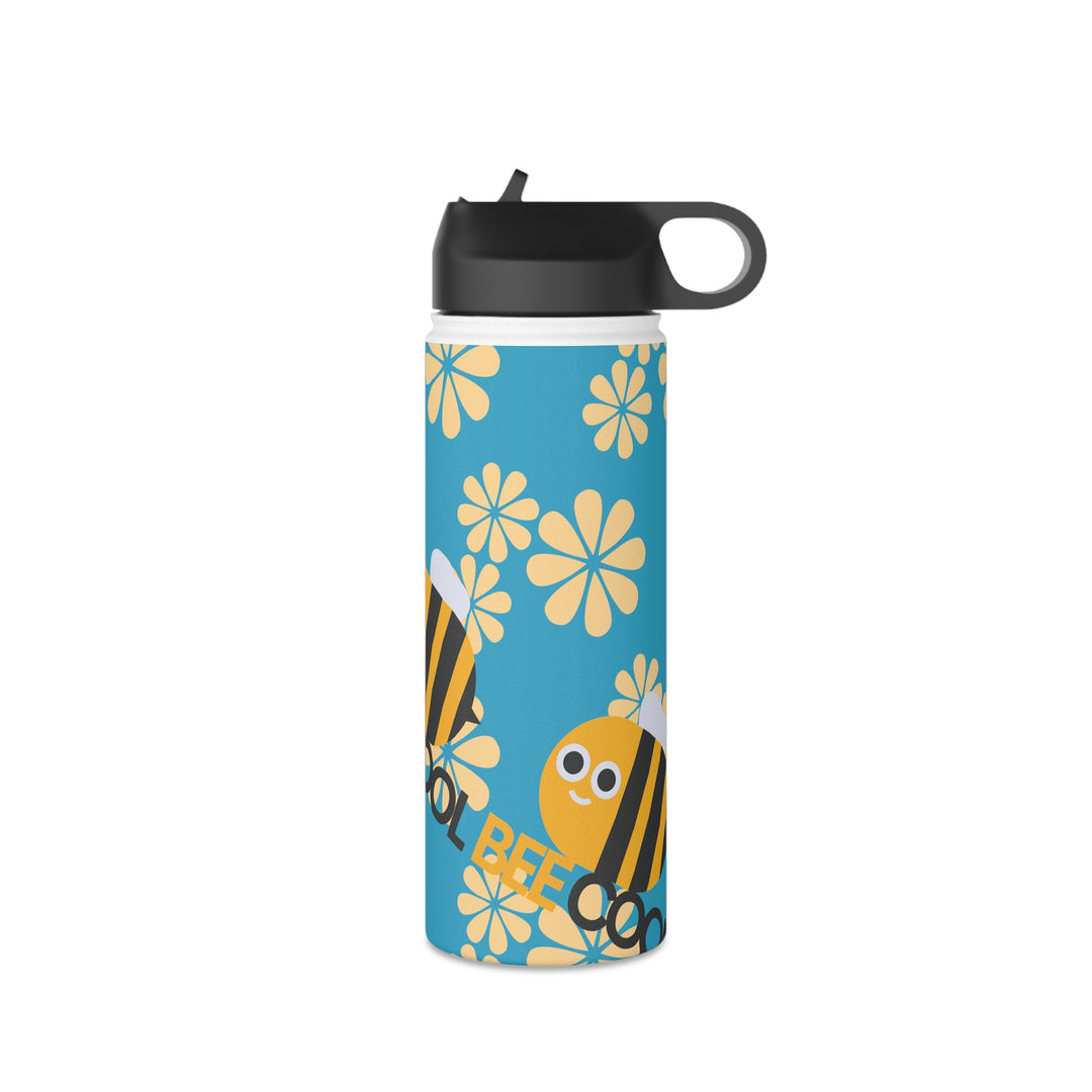 Bee Cool with Yellow Flowers Stainless Steel Water Bottle, Standard Lid
