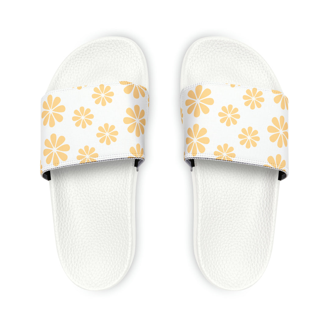 Yellow Flowers Youth PU Slide Sandals