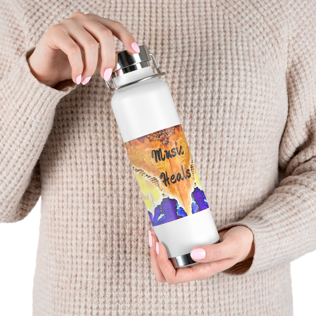 Mirrored Dana Strum, Music Heals Copper Vacuum Insulated Bottle, 22oz