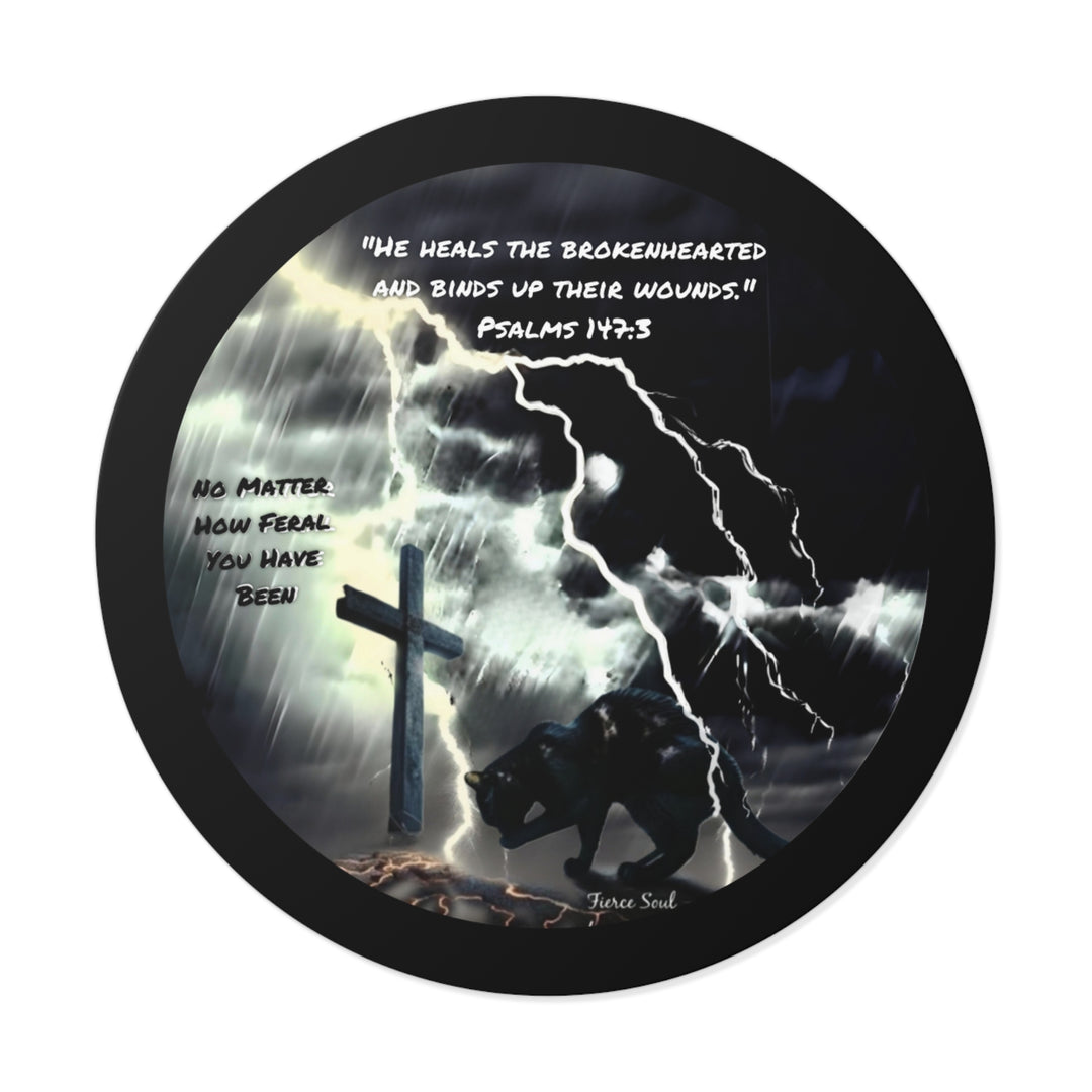 Inspirational Vinyl Stickers - Psalms 147:3 Feral Cat Design
