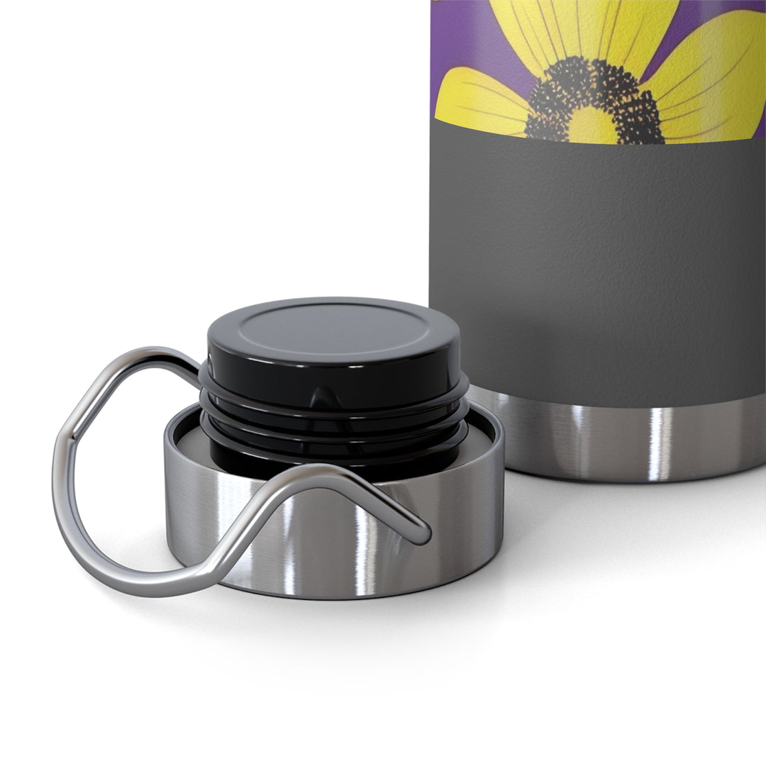 Yellow Floral Inspirational Quotes Copper Vacuum Insulated Bottle, 22oz