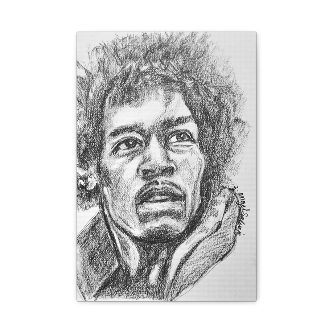 Jimi Hendrix,  B&W Rock and Roll Series Matte Canvas, Stretched, 1.25"