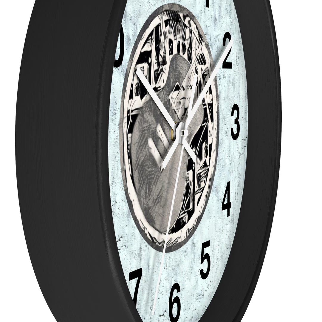 Grey Little Sketchy Guitar onTextured Blue Wall Clock