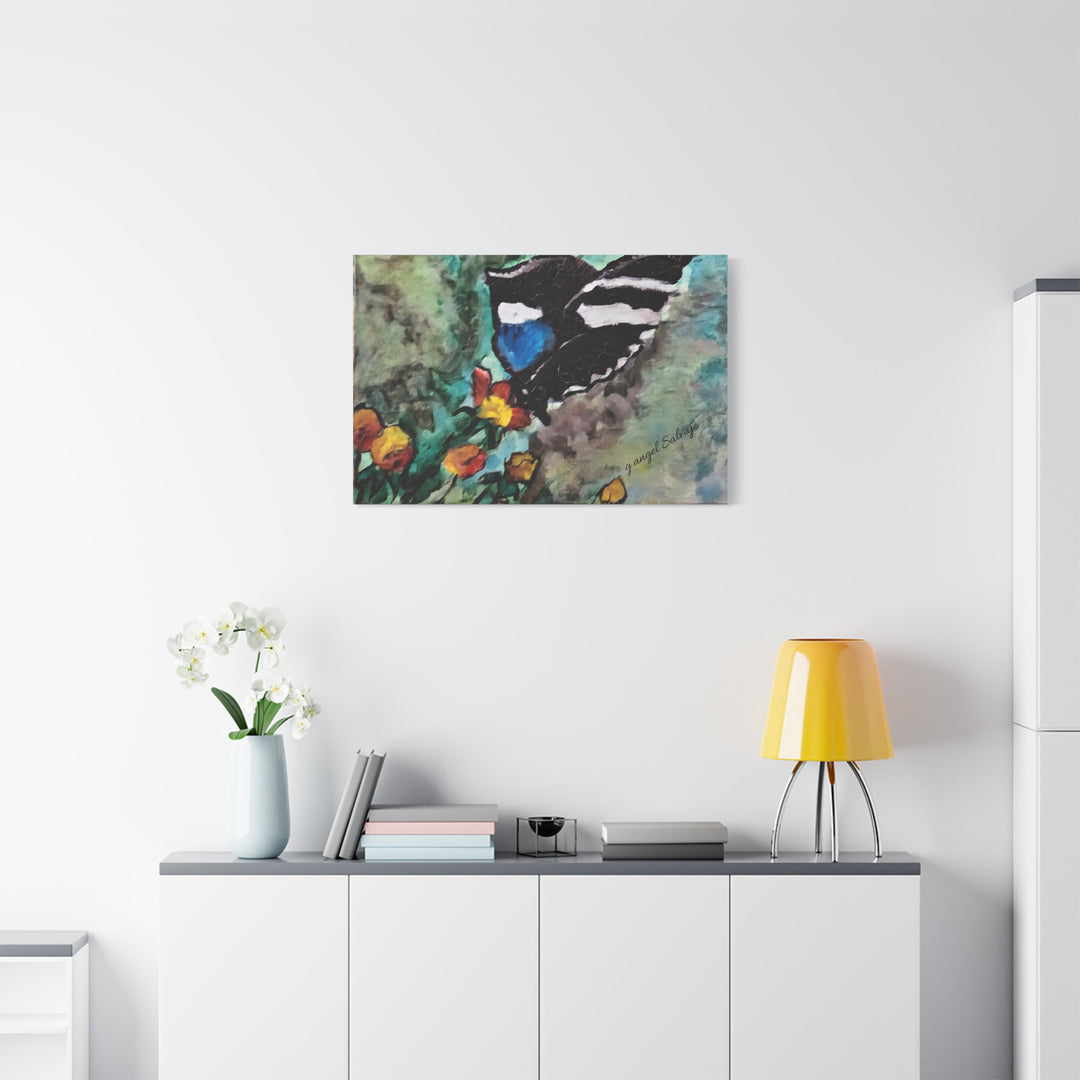 Canvas Print - Swallowtail Butterfly and Flower Painting by G Angel Salvaje