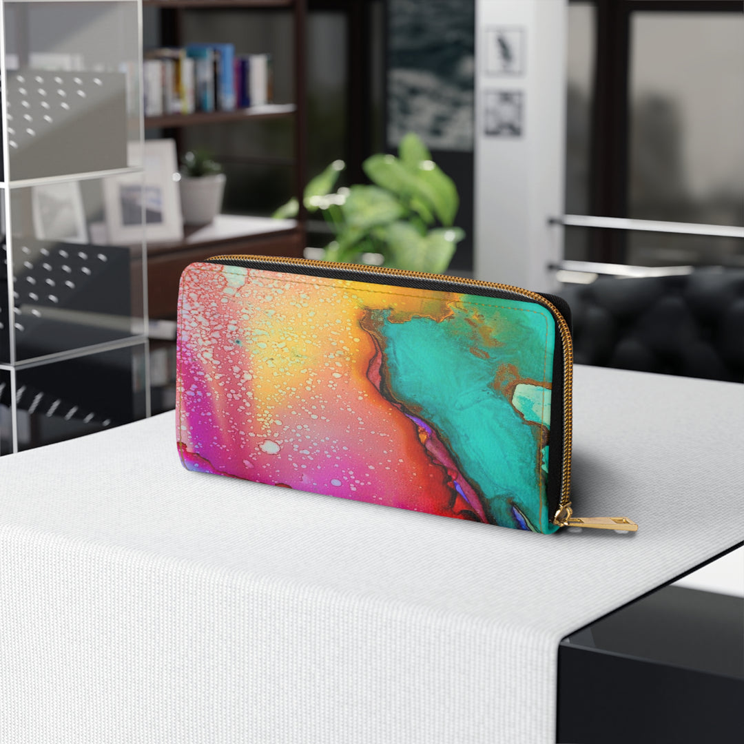 Color Swirl Zipper Wallet