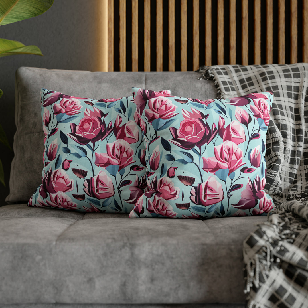 Roses are Pink small print  Spun Polyester Square Pillow Case
