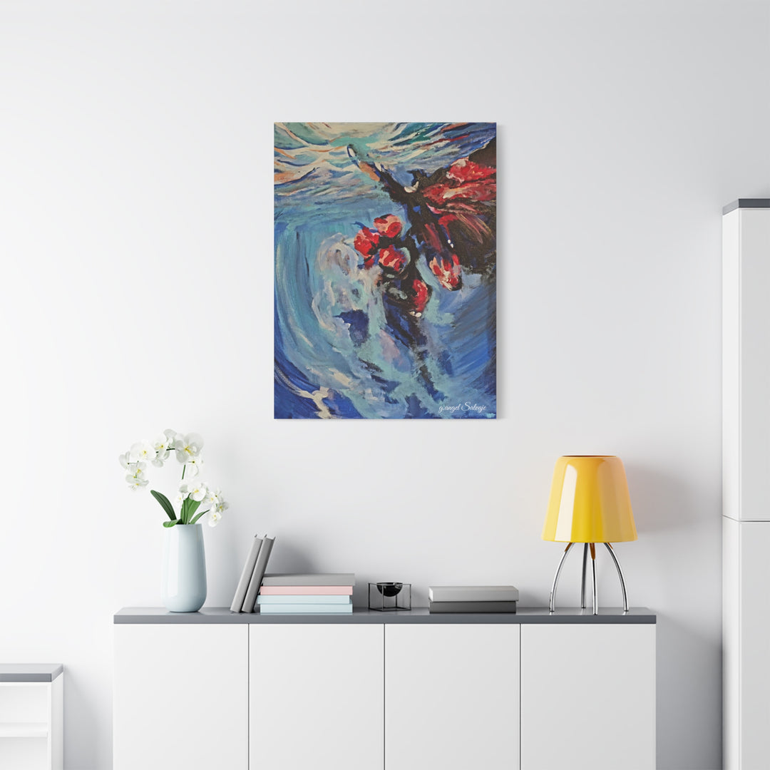 Canvas Print - Nothing is Impossible ,Butterfly Dance Under water 25&quot;