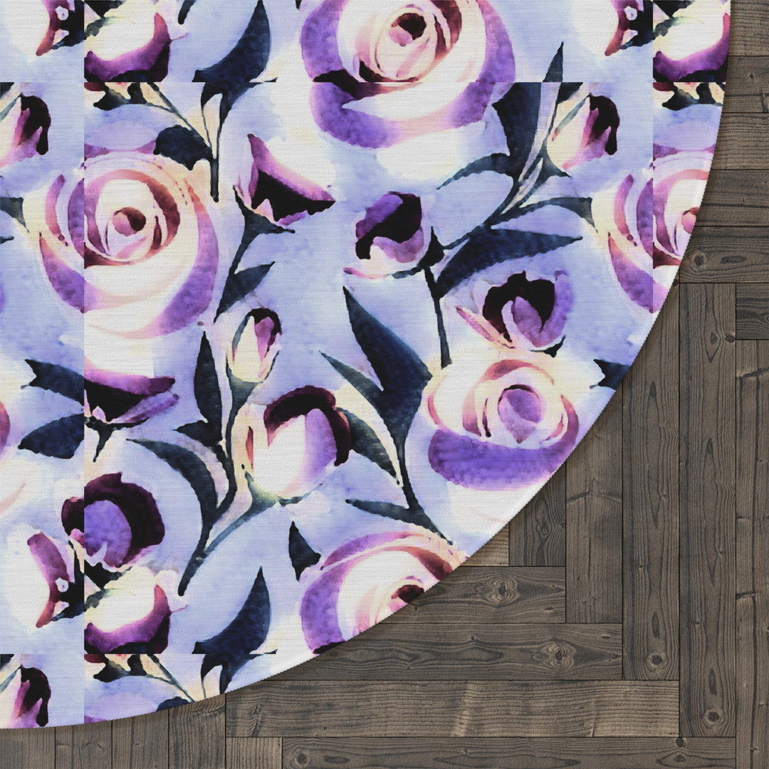 Lavender Roses Round Rug