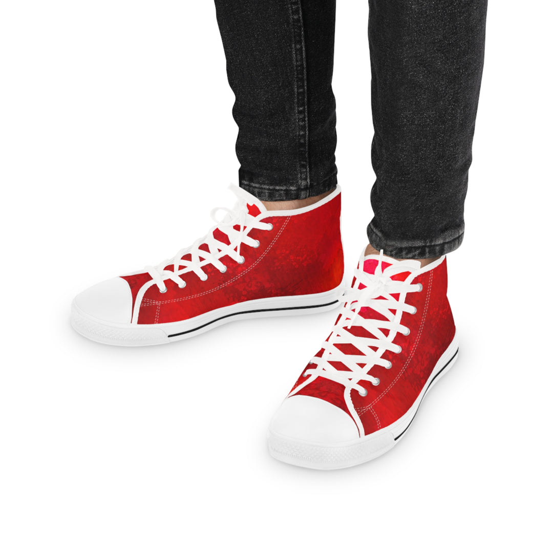 Marbled Red Men's High Top Sneakers