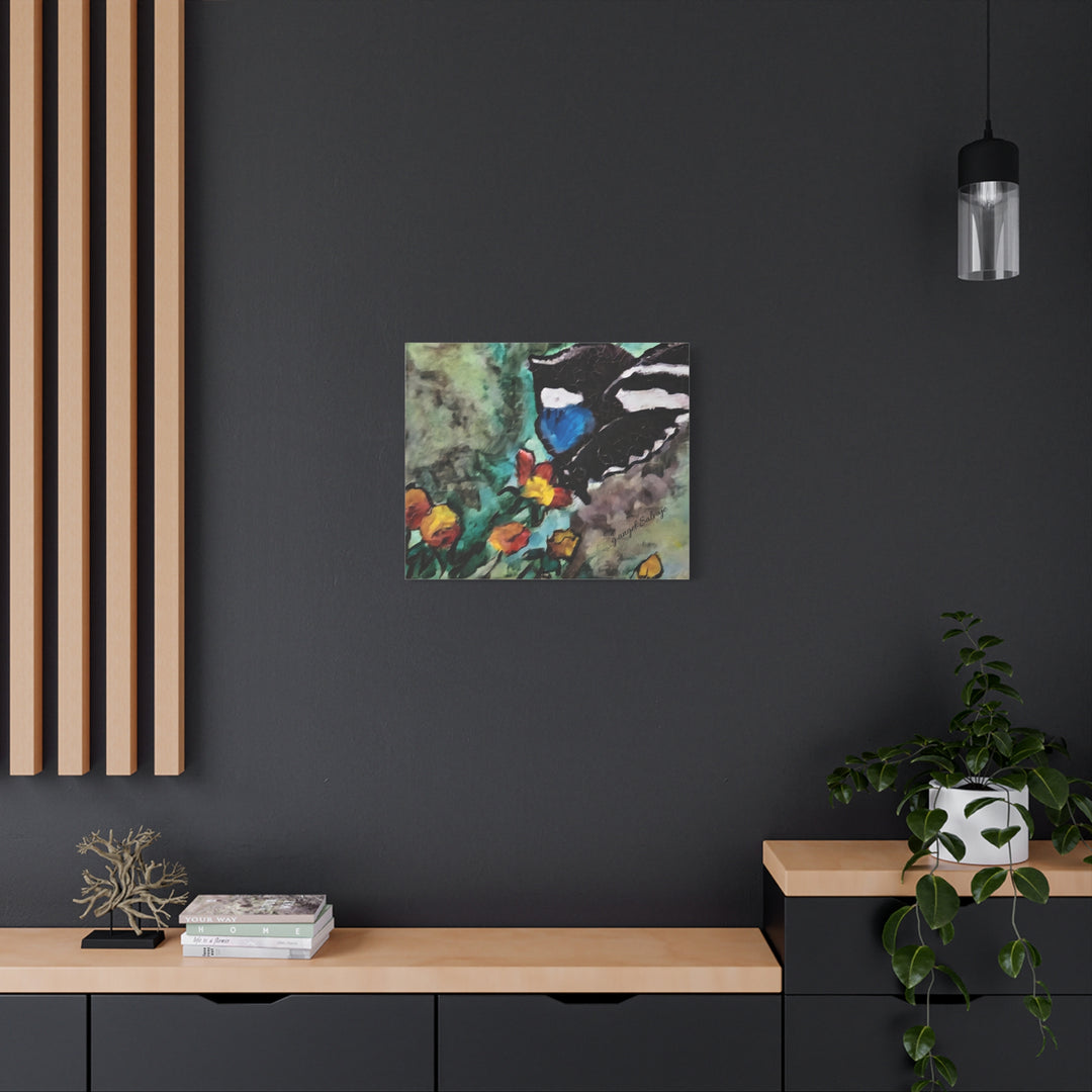 Canvas Print - Swallowtail Butterfly and Flower Painting by G Angel Salvaje