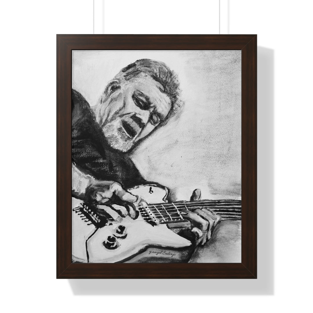 Vertical Poster, Eddie Van Halen Black and White Portrait