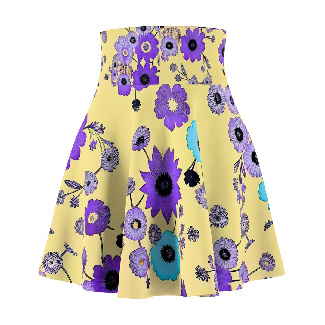 Purple Flowers Dancing on Sunshine Women's Skater Skirt (AOP)
