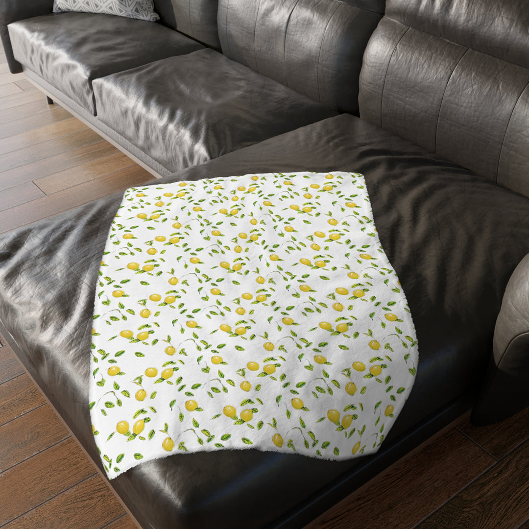 Lemon Velveteen Minky Blanket (Two-sided print)