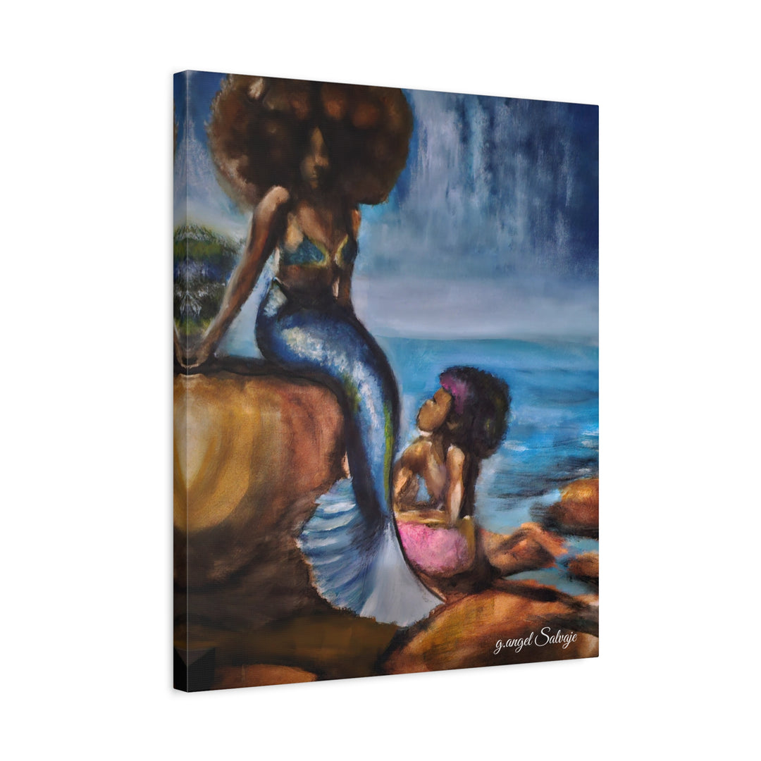 Canvas Print - Mermaid and Child Seaside Art