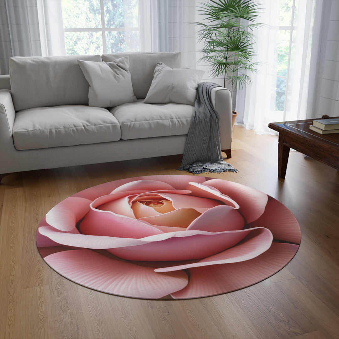 Pink Rose Promises Round Rug