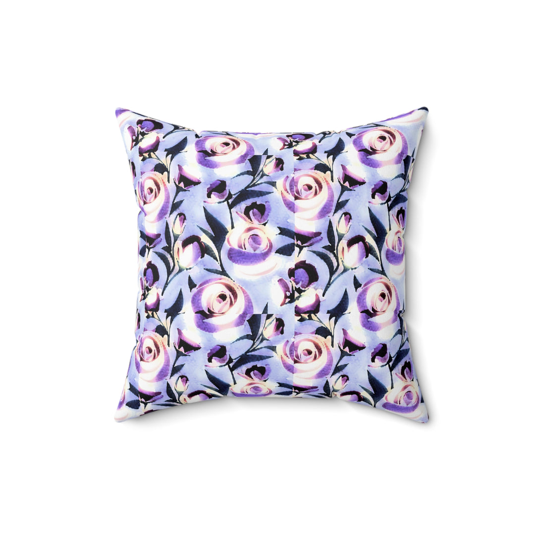 Lavender Roses Faux Suede Square Pillow