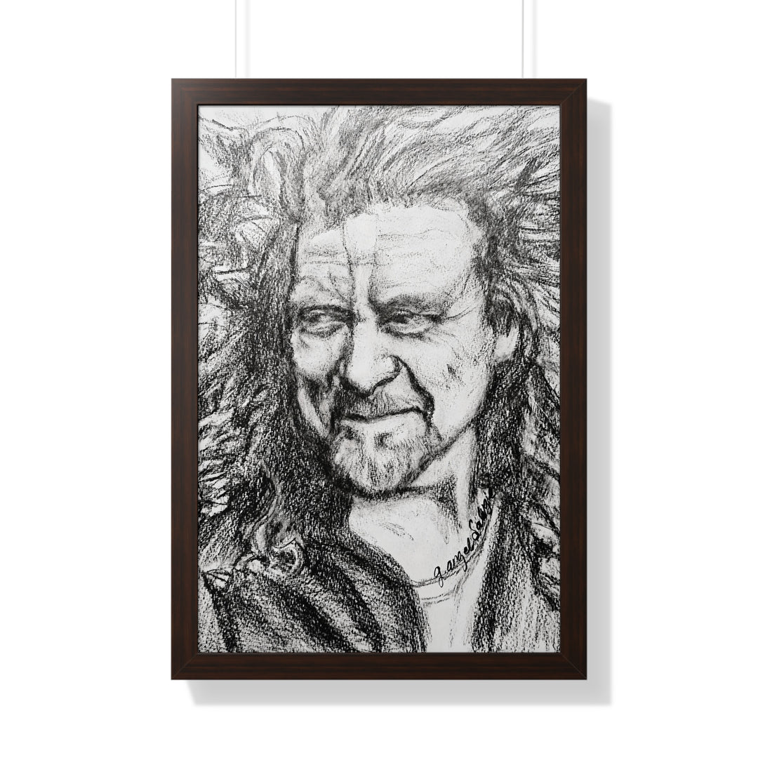 Vertical Poster - Robert Plant B&W Rock and Roll Series Framed Art Print