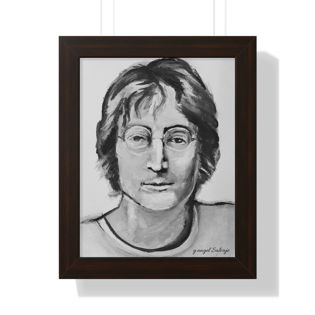 Vertical Poster - John Lennon Portrait by g angel Salvaje Black and White Rock and Roll Series