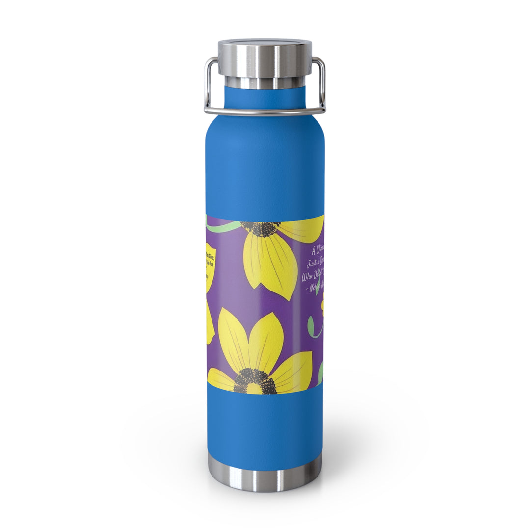 Yellow Floral Inspirational Quotes Copper Vacuum Insulated Bottle, 22oz