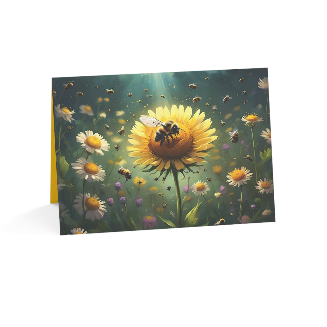 Sunny Floral Greeting Cards - Bee Themed Nature Love Notes, Blank Card Set for All Occasions, Birthday, Thank You, Spring Gift