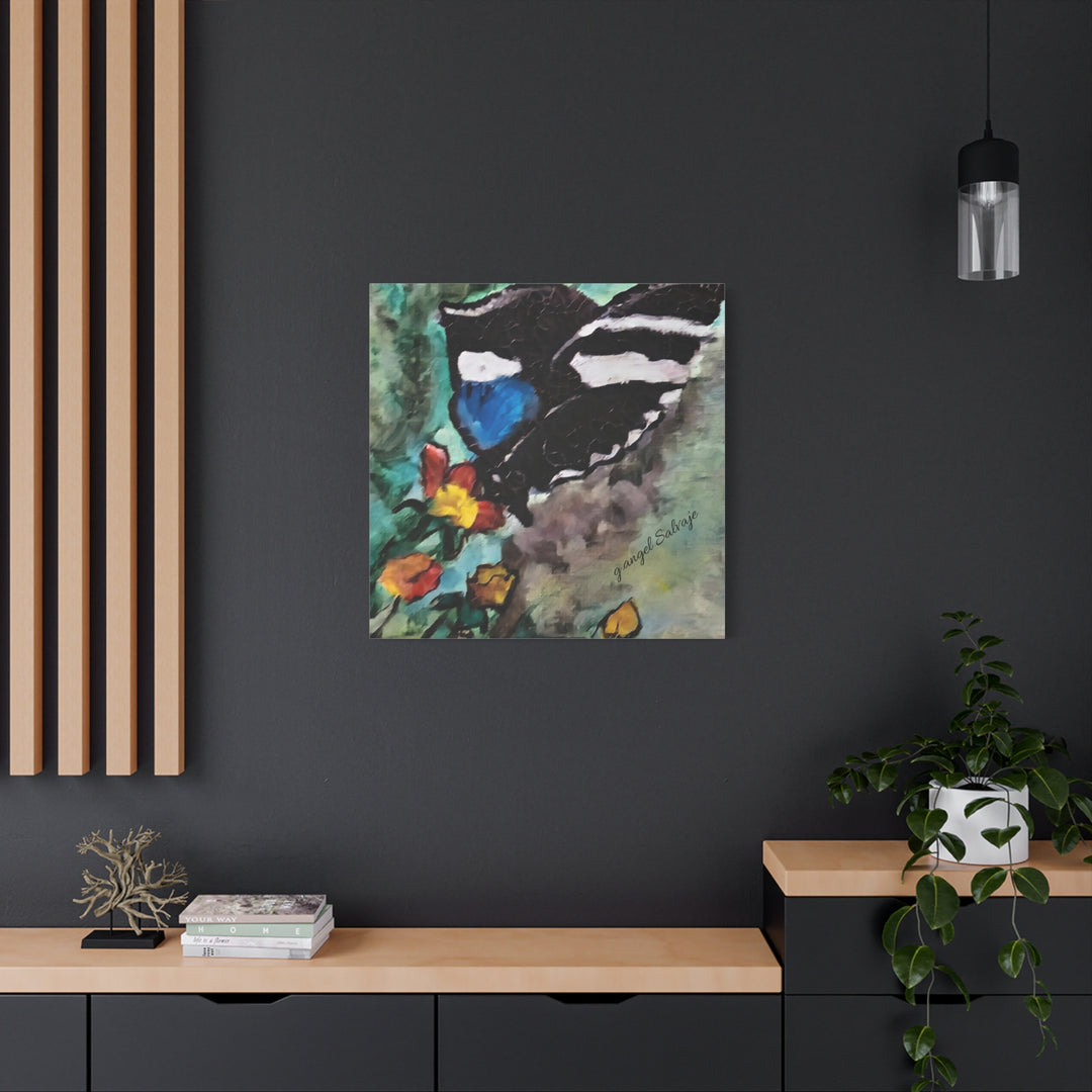 Canvas Print - Swallowtail Butterfly and Flower Painting by G Angel Salvaje