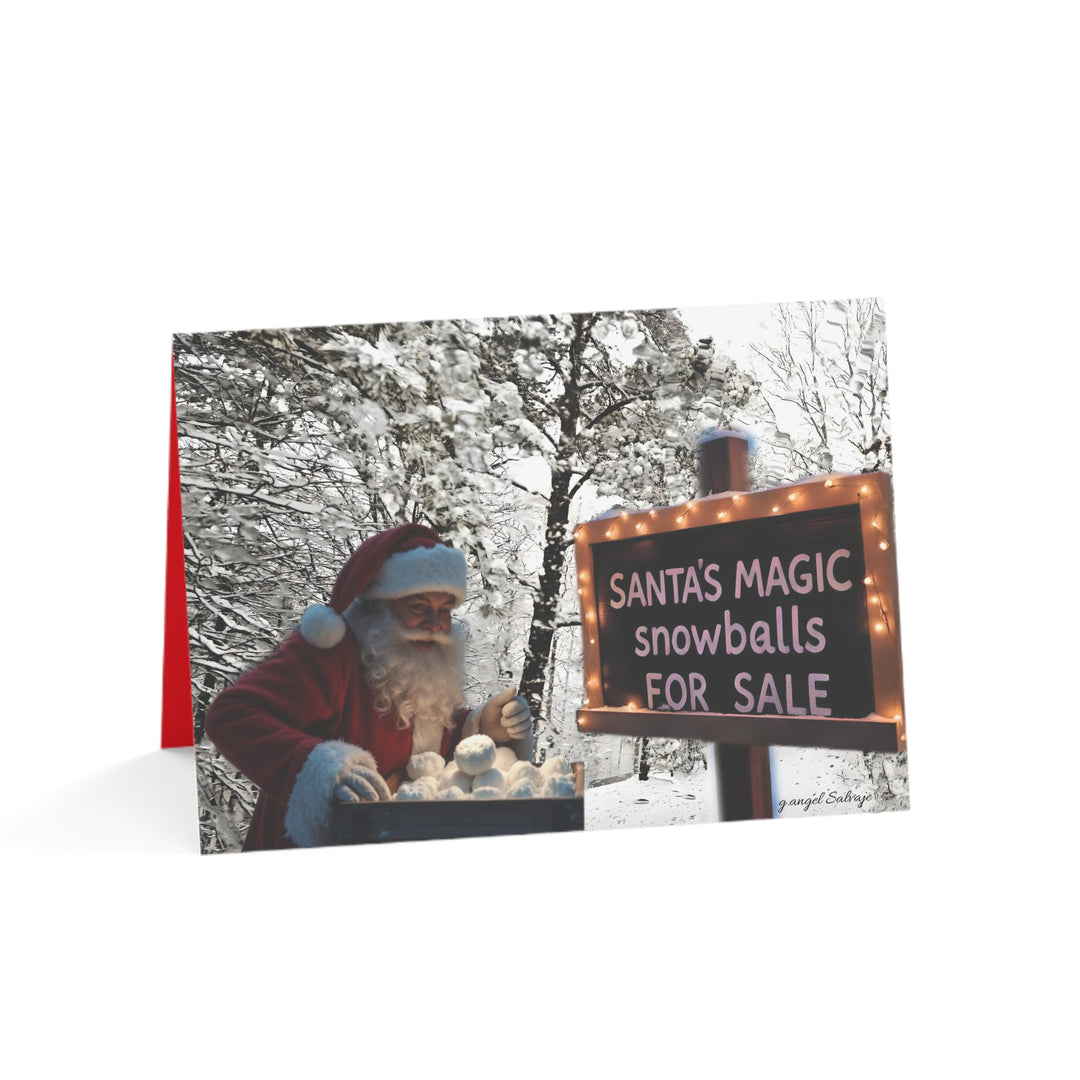 Festive Holiday Greeting Cards - Santa's Magic Snowballs Design with Bible Verse & message(1, 10, 30, 50 pcs)