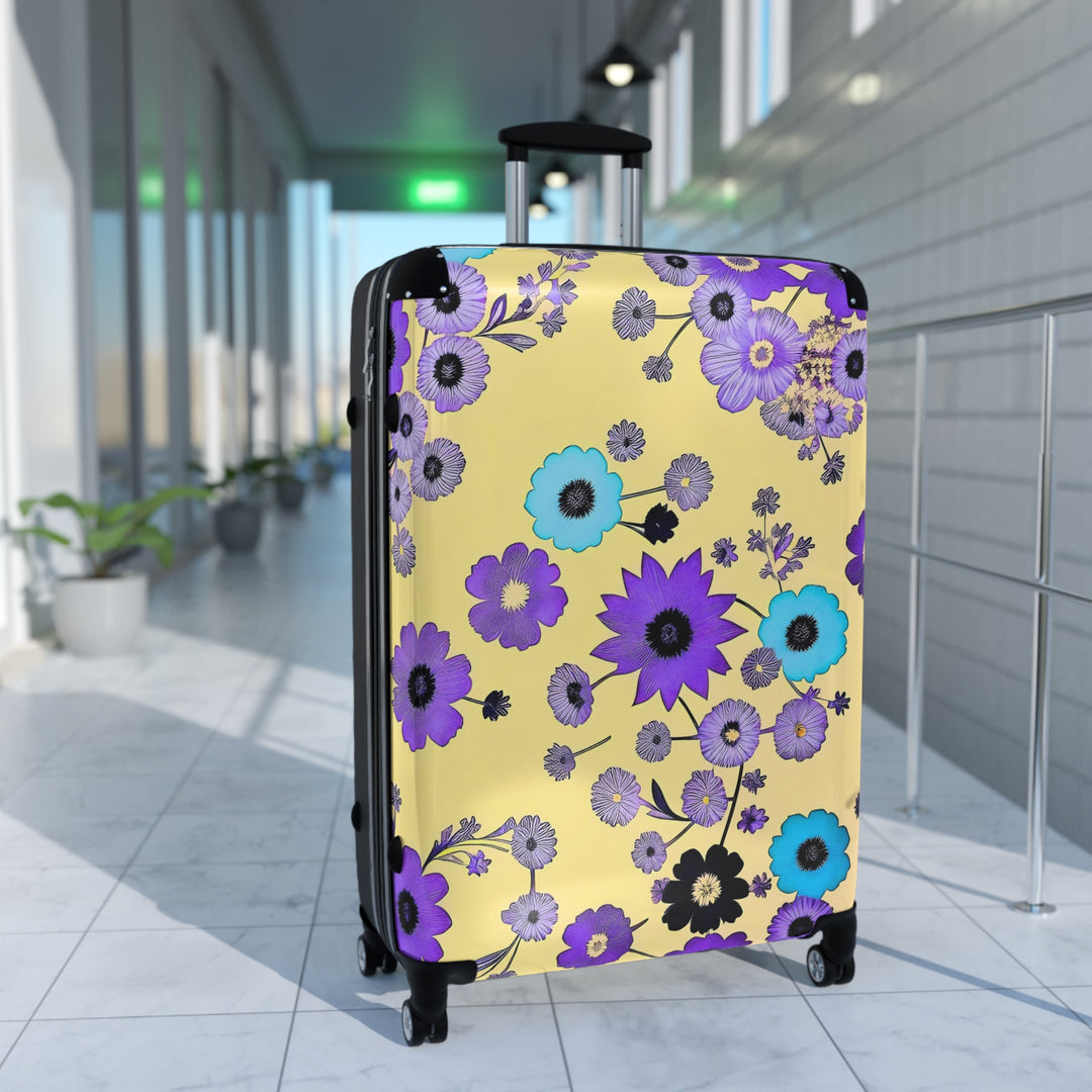 Purple Flowers Dancing on Sunshine Suitcase