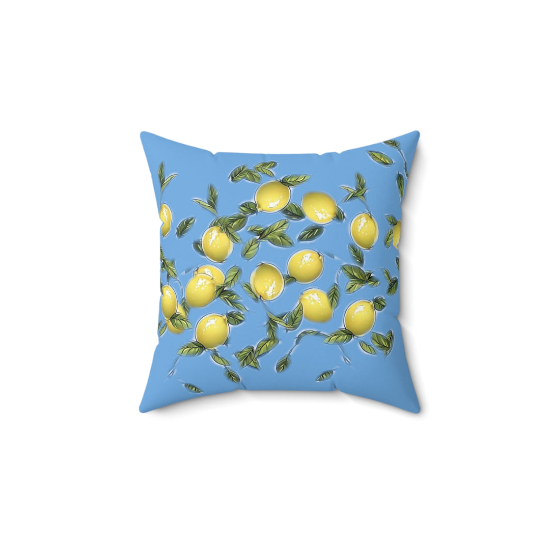 Bunches of Lemons on blue Faux Suede Square Pillow