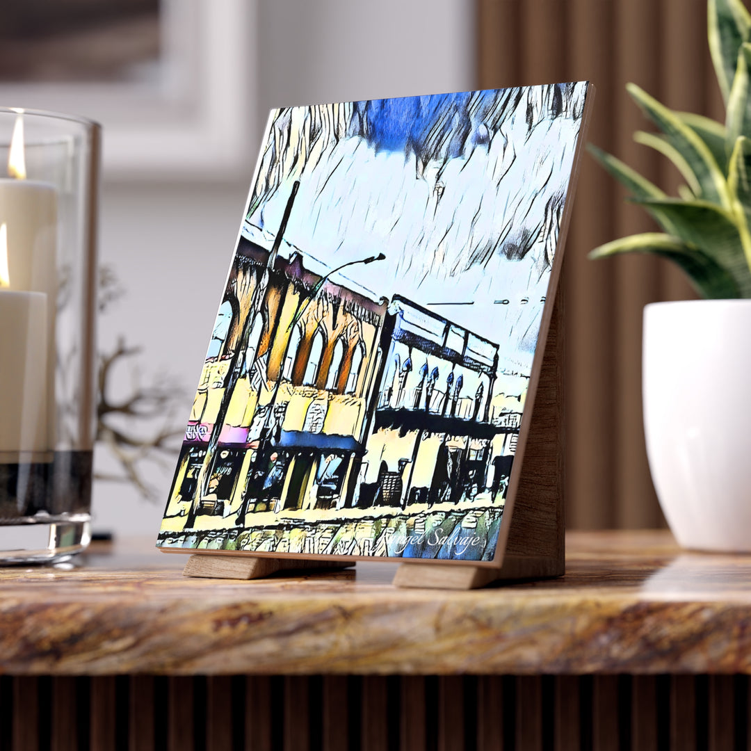 Old Time Window Shopping Ceramic Photo Tile