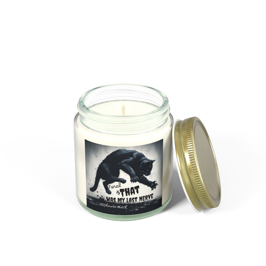 Scented Candle - Cashmere Musk Feral Cat Pouncing Design