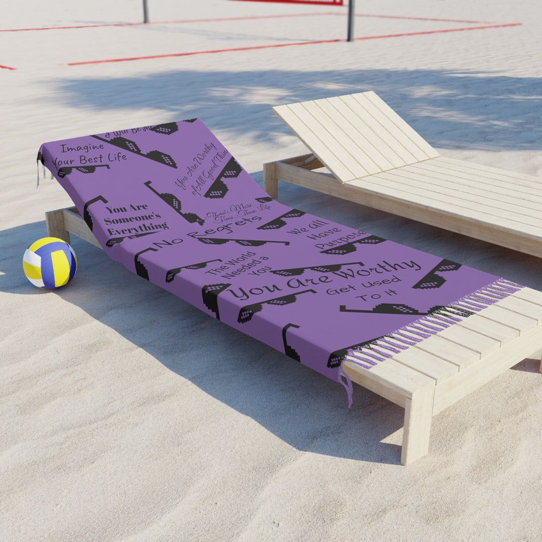 Purple Affirmations and Sunglasses Beach Cloth