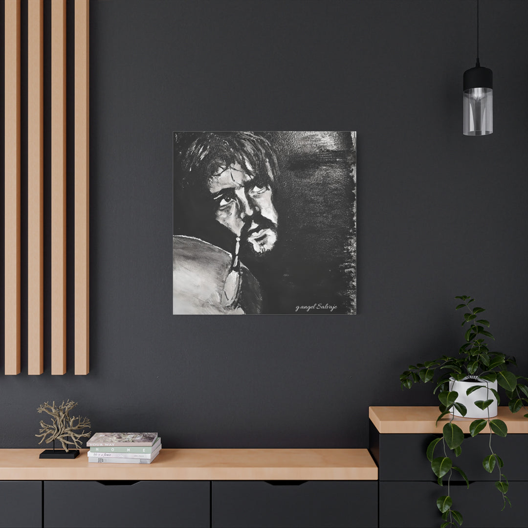 Canvas Print - Jon Bonham Black and White Painting