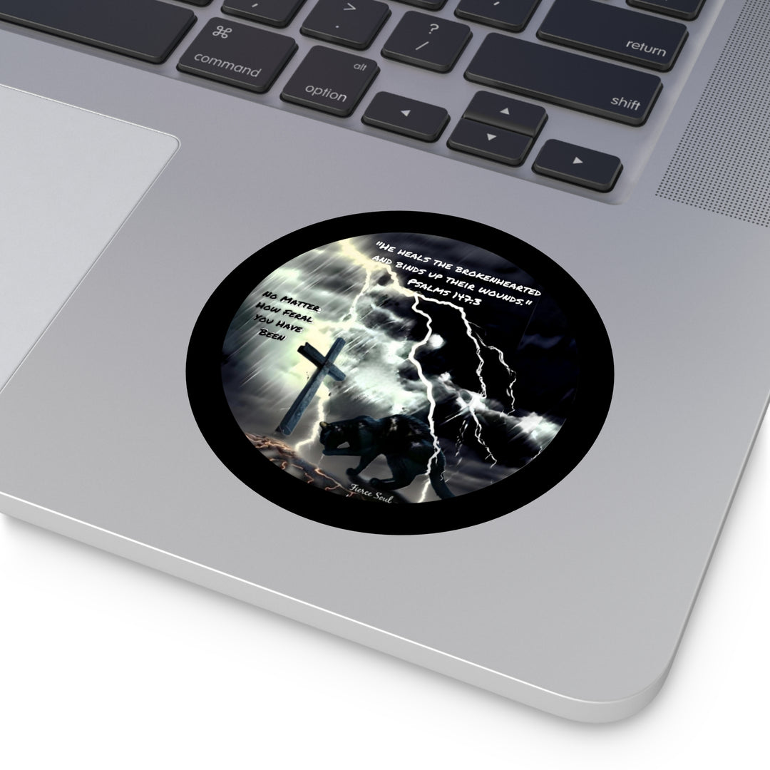 Inspirational Vinyl Stickers - Psalms 147:3 Feral Cat Design
