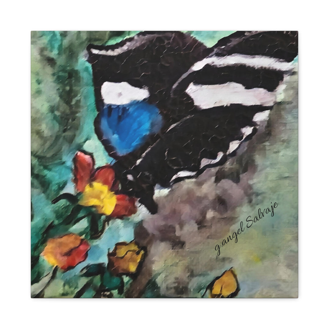 Canvas Print - Swallowtail Butterfly and Flower Painting by G Angel Salvaje