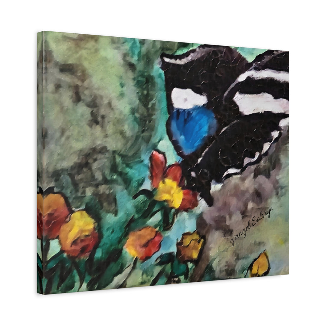 Canvas Print - Swallowtail Butterfly and Flower Painting by G Angel Salvaje