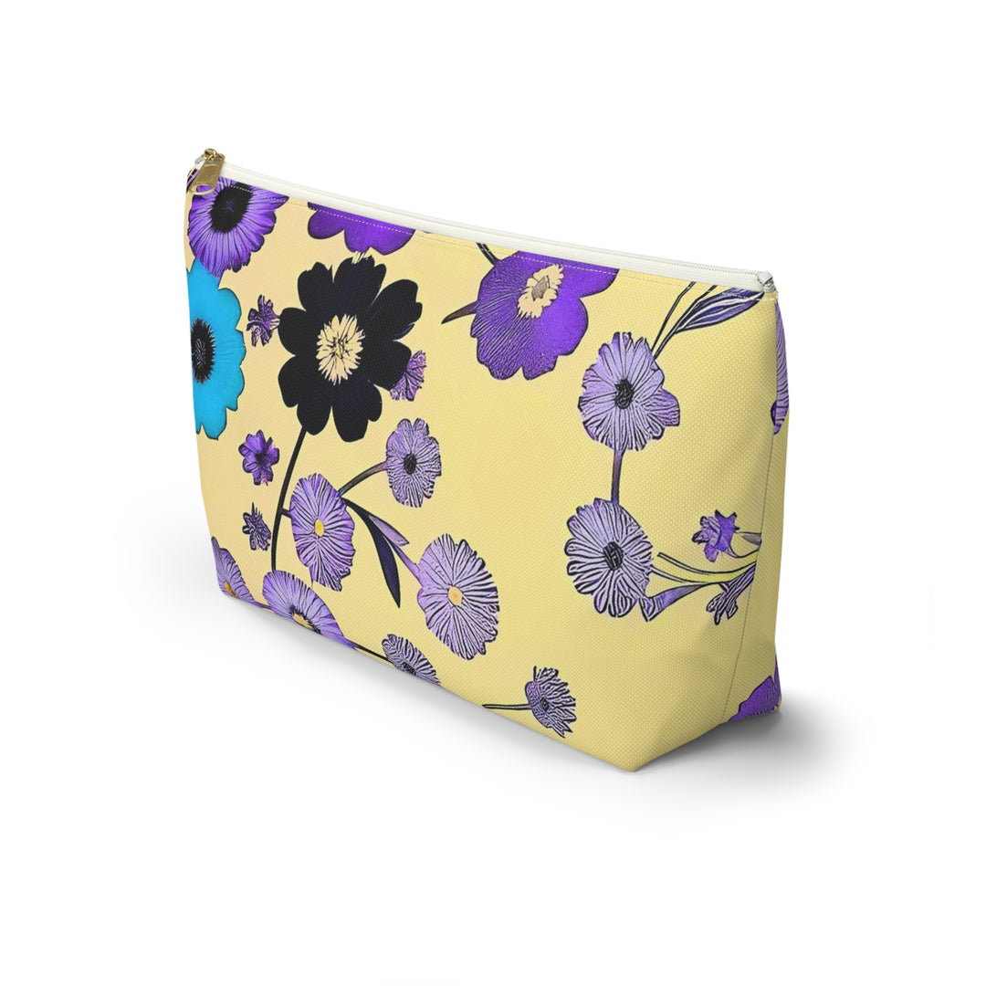 Purple Flowers Dancing on Sunshine Accessory Pouch w T-bottom