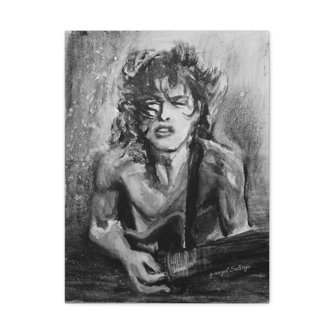 Angus Young, B&W  Rock and Roll Series Matte Canvas, Stretched, 1.25"
