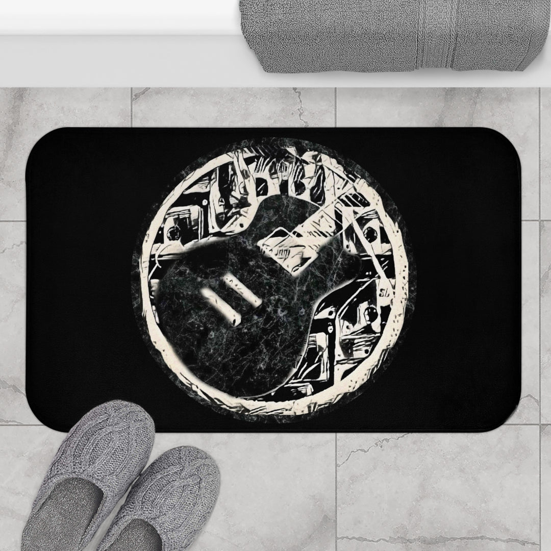Black Marbled Guitar Bath Mat