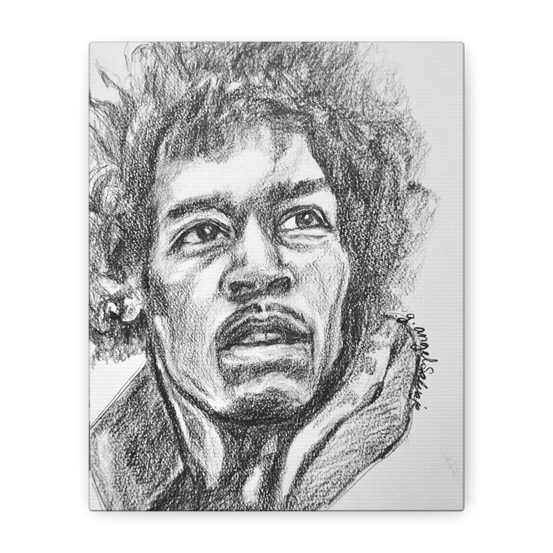 Jimi Hendrix,  B&W Rock and Roll Series Matte Canvas, Stretched, 1.25"