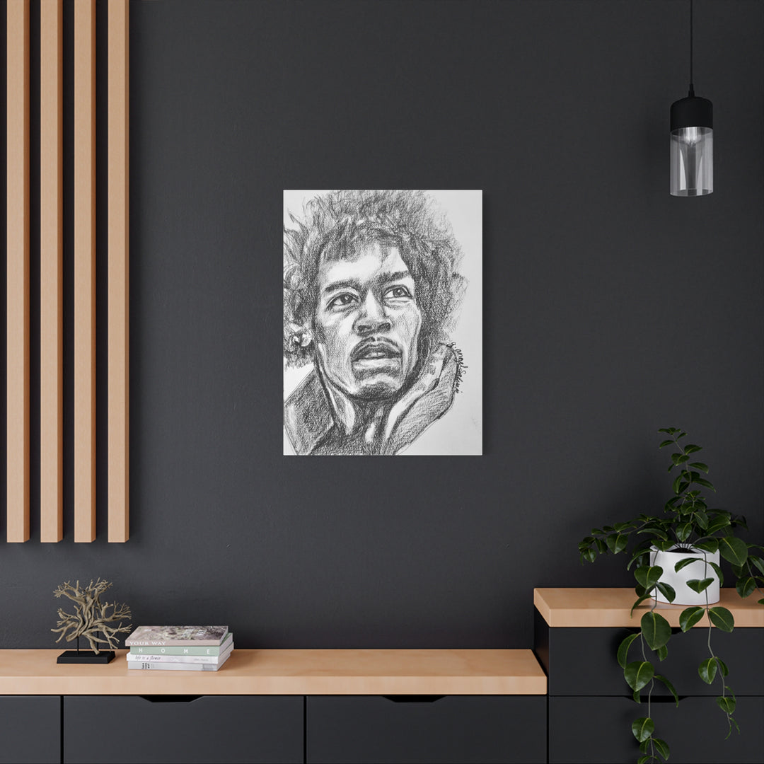 Jimi Hendrix,  B&W Rock and Roll Series Matte Canvas, Stretched, 1.25"