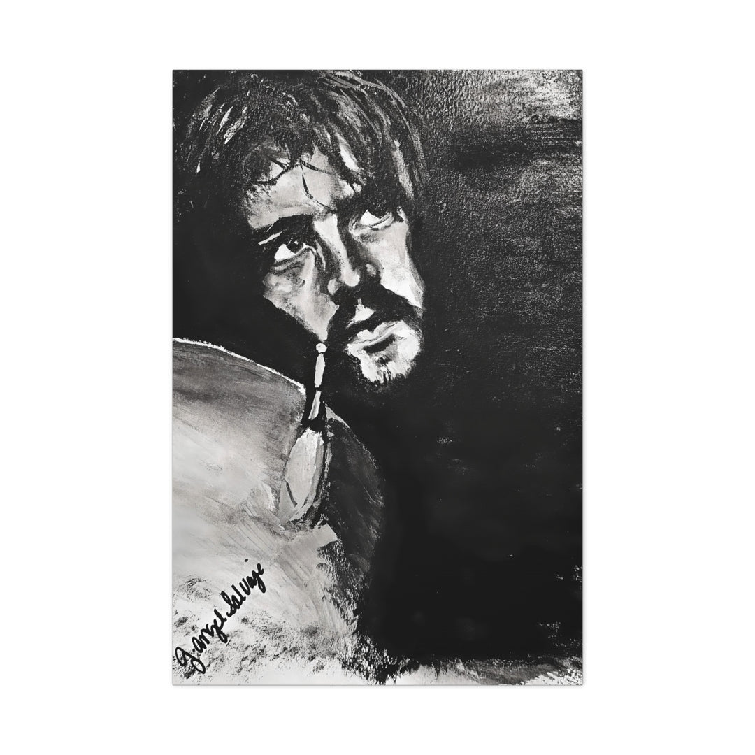 Canvas Print - Jon Bonham Black and White Painting