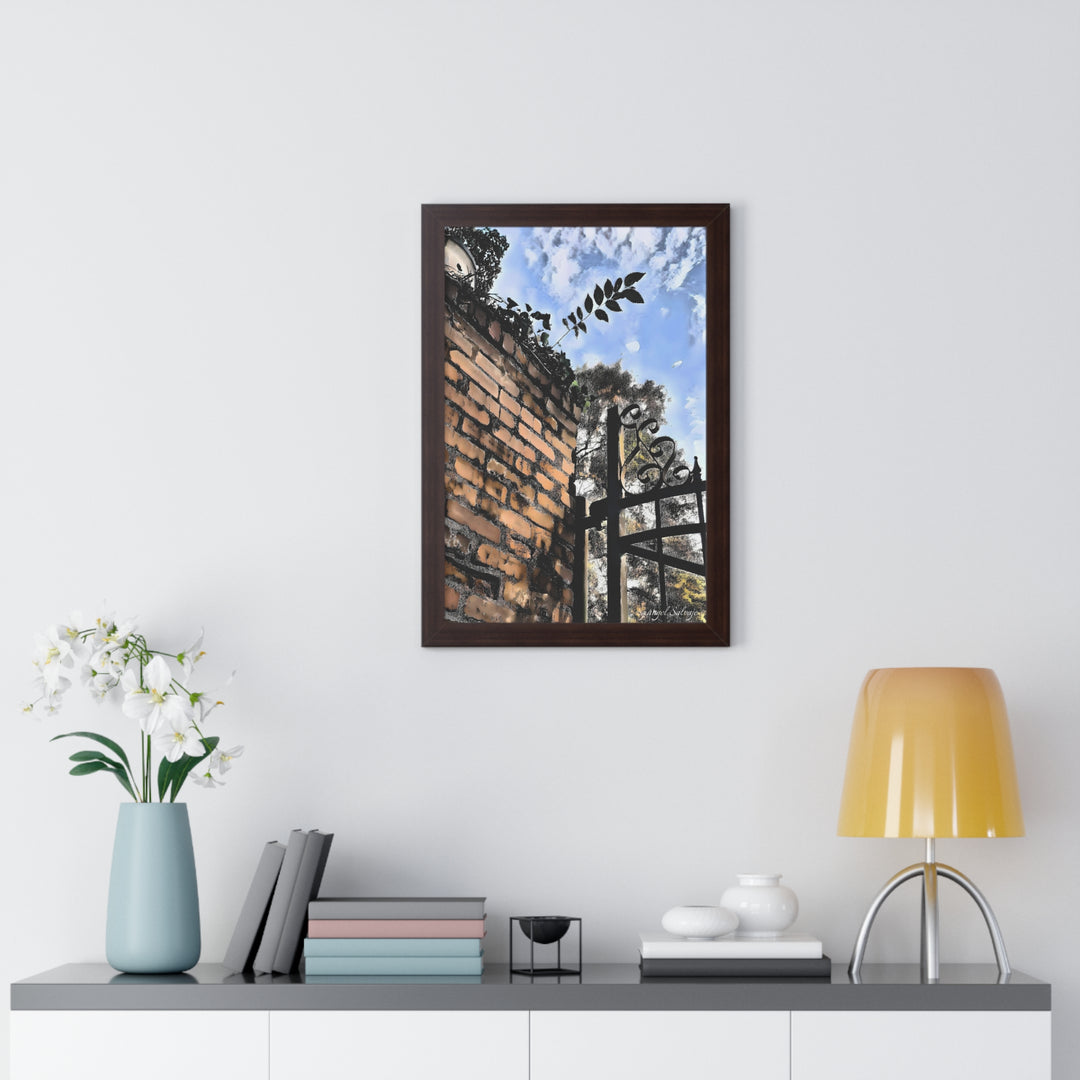 An Ivy Green Sky Framed Vertical Poster