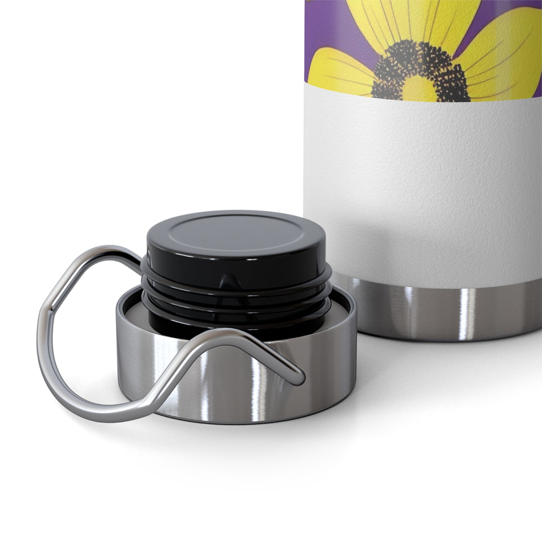 Yellow Floral on Purple, no quotes Copper Vacuum Insulated Bottle, 22oz