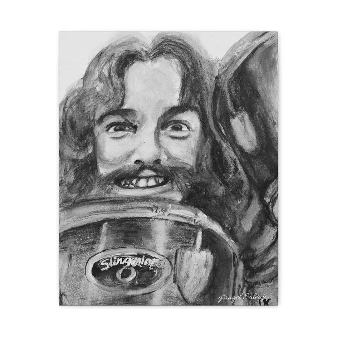 Neil Peart , B& W Rock and Roll Series, Matte Canvas, Stretched, 1.25"