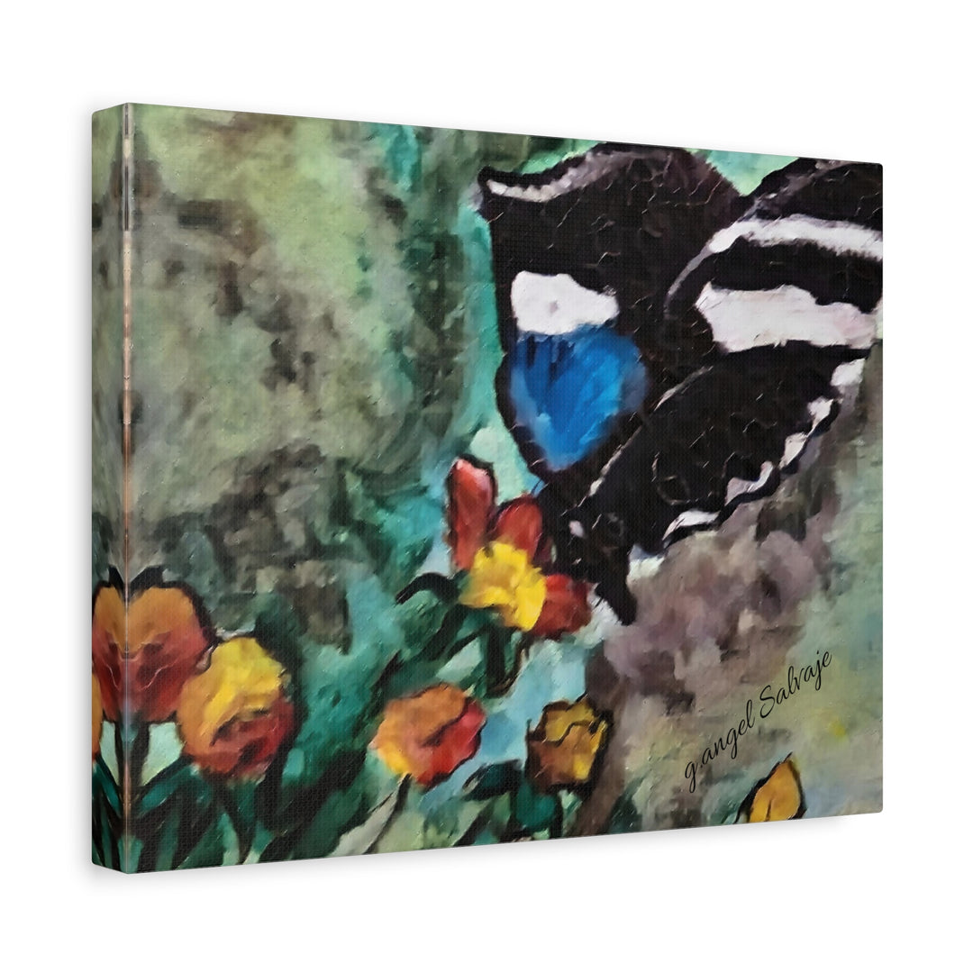 Canvas Print - Swallowtail Butterfly and Flower Painting by G Angel Salvaje