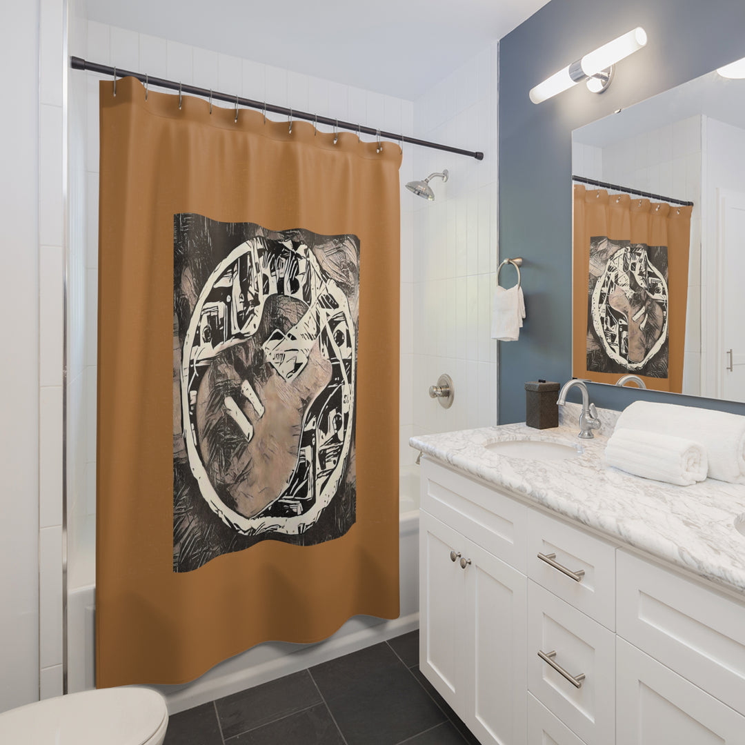 A Little Sketchy in light umber Shower Curtains