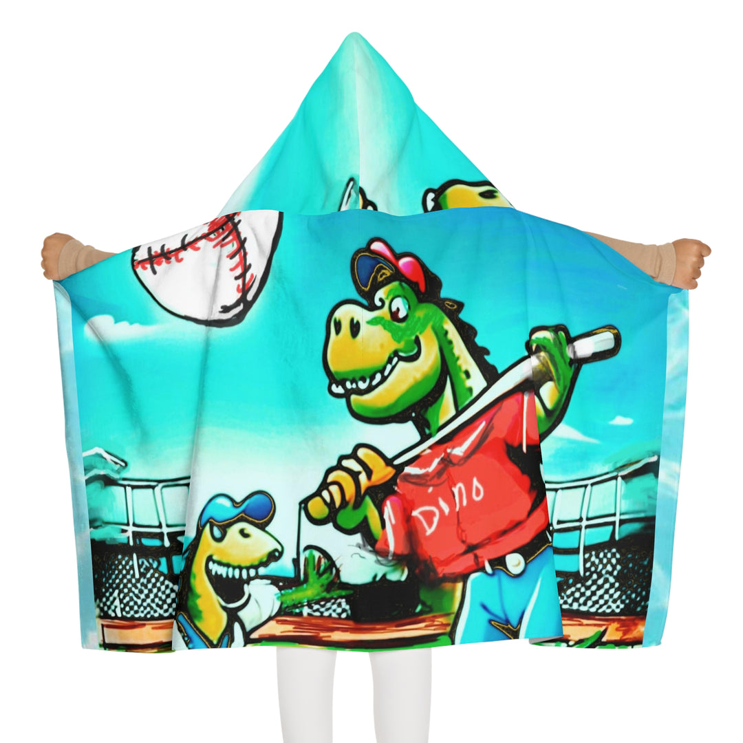 Dino knockin it outta d'park, Youth Hooded Towel