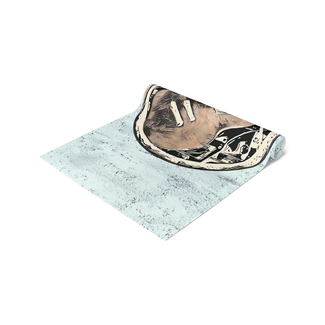 A Little Sketchy on Textured Blue Table Runner (Cotton, Poly)